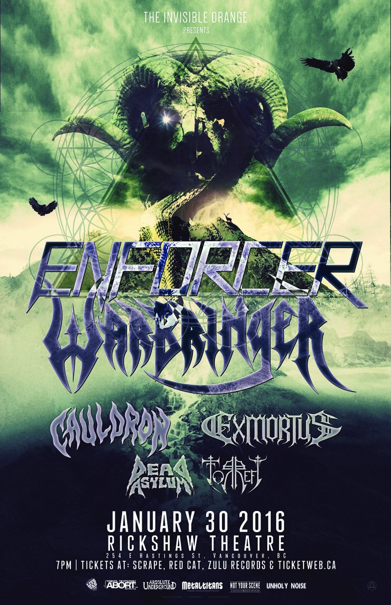 Enforcer, Warbringer, CAULDRON, Exmortus, Dead Asylum, Torrefy @ Rickshaw Theatre - Jan 30, 2016