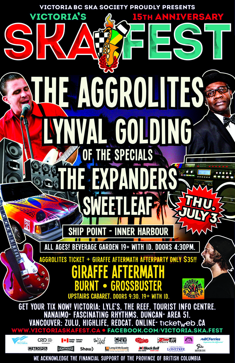 Victoria Ska Festival presents!: THE AGGROLITES, Lynval Golding (Of The Specials), Expanders, Sweet Leaf @ Ship Point (Inner Harbour) Jul 3 2014 - May 6th @ Ship Point (Inner Harbour)