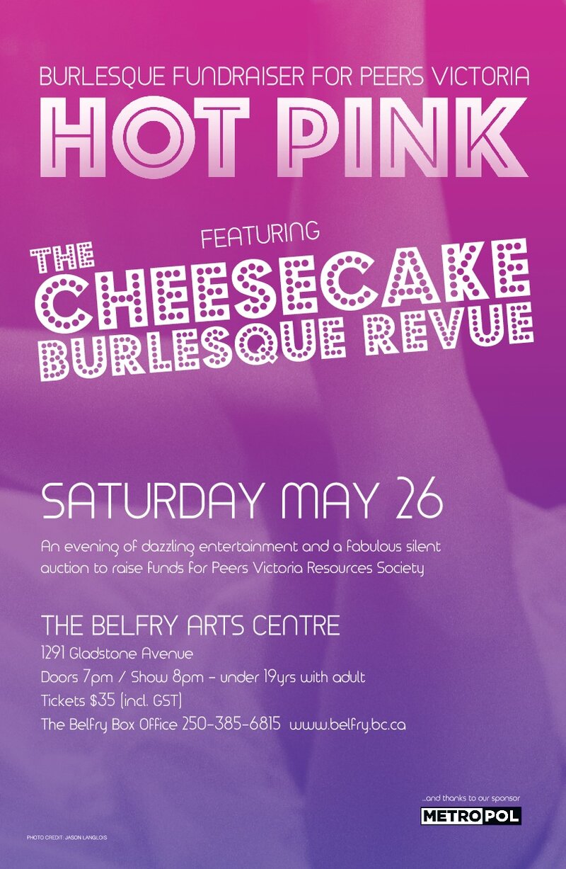 HOT PINK! Burlesque Fundraiser for Peers Victoria: Cheesecake Burlesque Revue @ Belfry Theatre May 26 2018 - May 7th @ Belfry Theatre