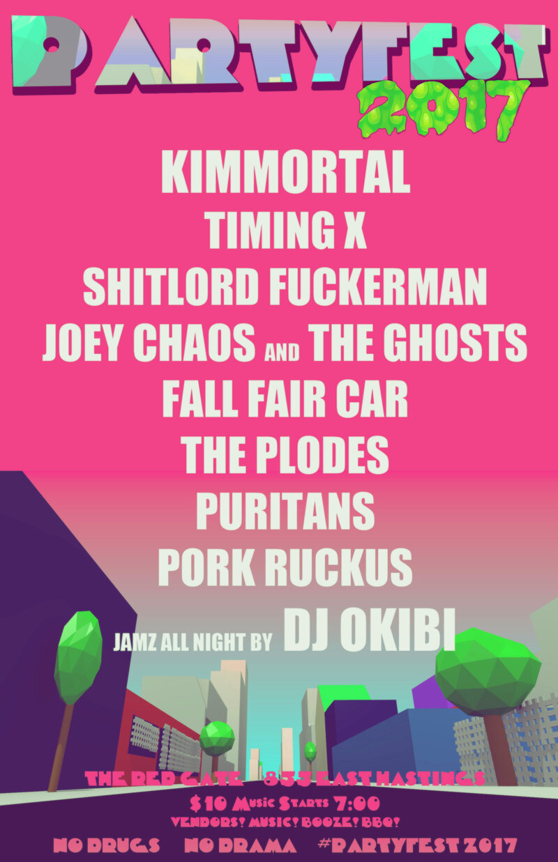Partyfest 2017: Kimmortal, Timing X, Shitlord Fuckerman , Puritans, The Plodes, Joey Chaos and the Ghosts, Fall Fair Car, Pork Ruckus @ The Red Gate Aug 26 2017 - May 6th @ The Red Gate