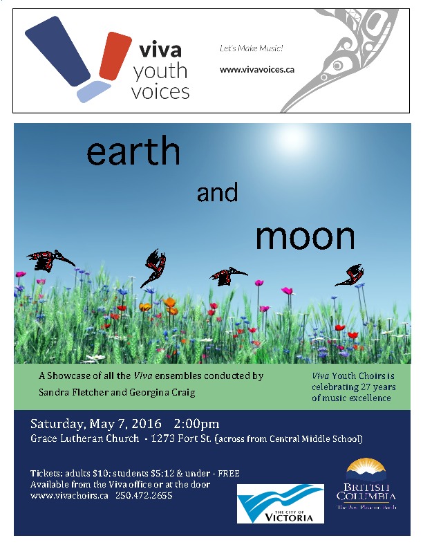Earth and Moon: Viva Youth Voices Ensembles, Georgina Craig, Sandra Fletcher @ Grace Lutheran Church - May 07, 2016