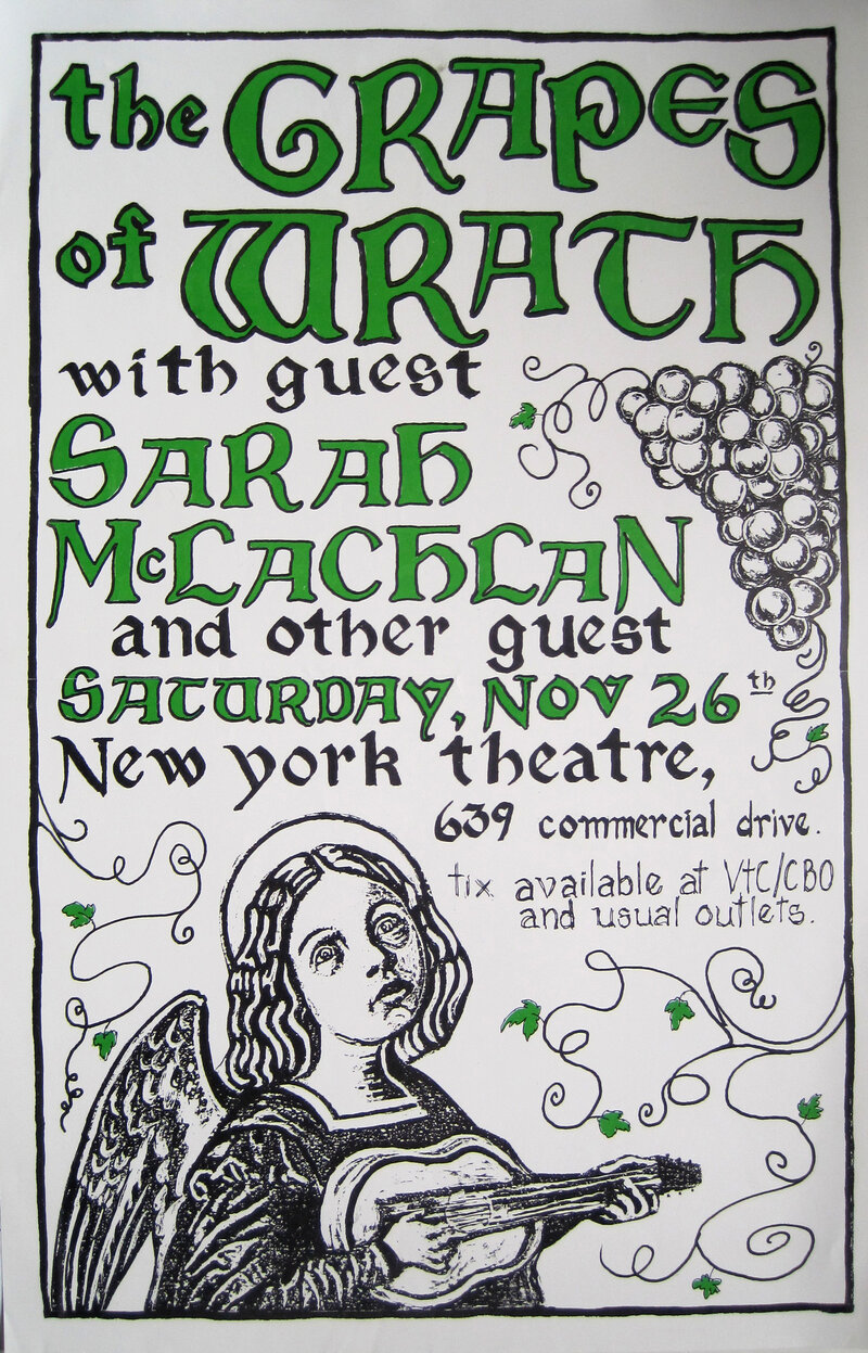 Grapes Of Wrath, Sarah McLachlan @ New York Theatre - Nov 26, 1988