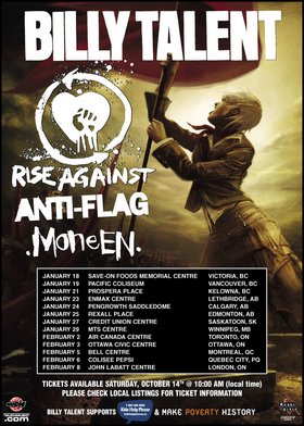 Billy Talent, Rise Against, Anti-Flag, Moneen @ Pacific Coliseum Jan 19 2007 - May 25th @ Pacific Coliseum