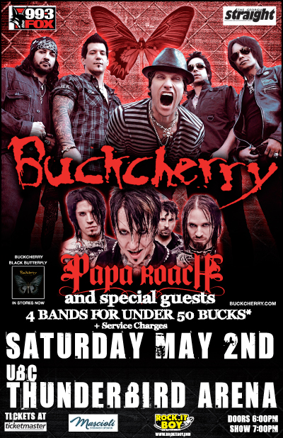 Live in Concert!: BUCKCHERRY, Papa Roach, The Trews, Rev Theory @ UBC Thunderbird Arena - May 02, 2009
