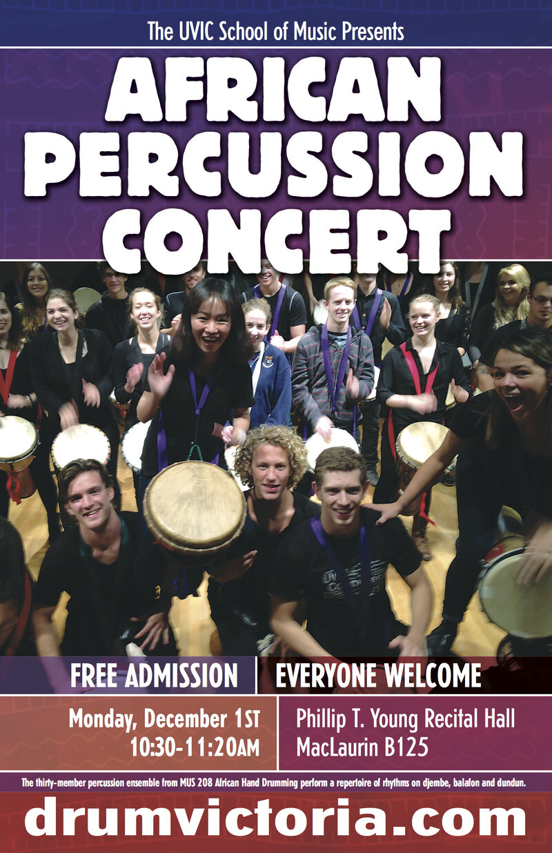 African Percussion Concert @ Phillip T. Young Recital Hall (Uvic) Dec 1 2014 - May 7th @ Phillip T. Young Recital Hall (Uvic)