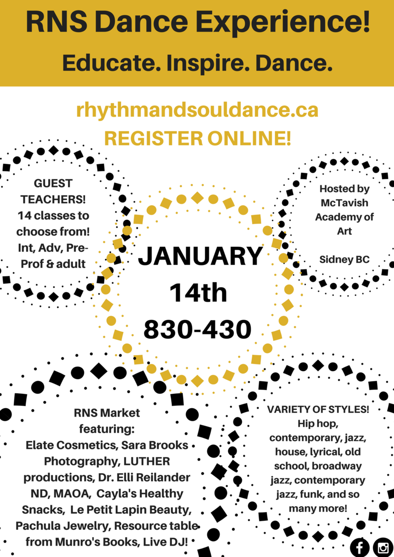 RNS Dance Experience: RNS Dance Inc, Guest Teachers @ McTavish Academy of Art Jan 14 2018 - May 1st @ McTavish Academy of Art
