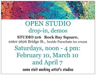 OPEN STUDIO - Studio 216: Lynda Lombardi, Jeff Maltby, TC Davis, Susan Geddes, Allan Toews @ 2626 Bridge St., Rock Bay Square - Mar 10, 2018