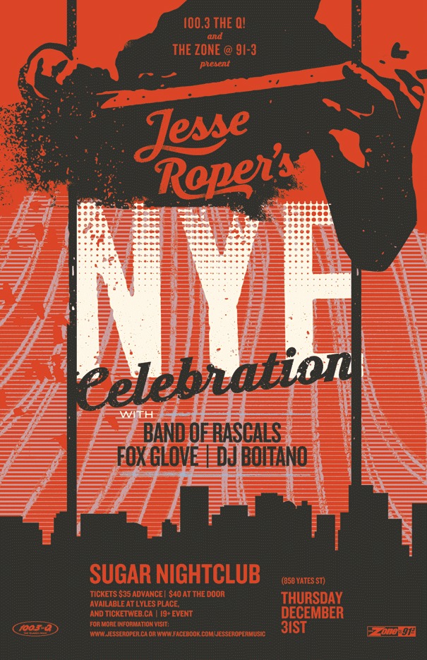 Jesse Roper, Band of Rascals, Fox Glove, DJ Boitano @ Sugar - SOLD OUT!!! - Dec 31, 2015