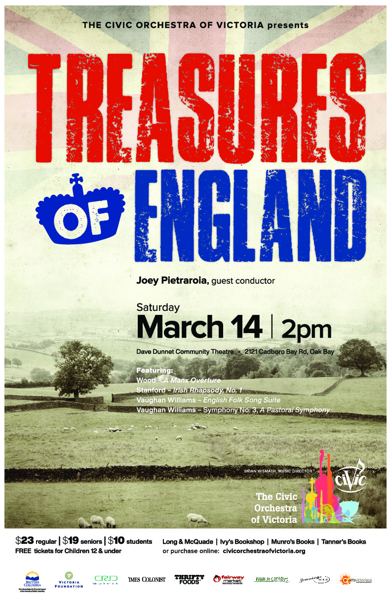 Treasures of England: The Civic Orchestra of Victoria @ Dave Dunnet Theatre Mar 14 2020 - May 1st @ Dave Dunnet Theatre