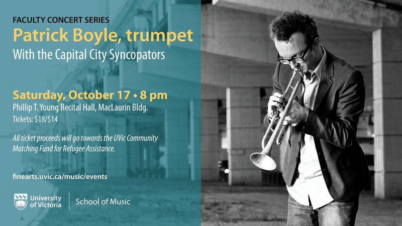 Patrick Boyle and The Capital City Syncopators  (ft), Avram Devon-McCagherty, Ruben Weir, Don Cox, Matt Pease, Chris Herbst @ Phillip T. Young Recital Hall (Uvic) - Oct 17, 2015