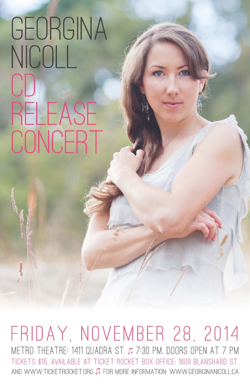 CD Release Concert for Victoria singer-songwriter: Georgina Nicoll @ Metro Studio Nov 28 2014 - Jun 4th @ Metro Studio