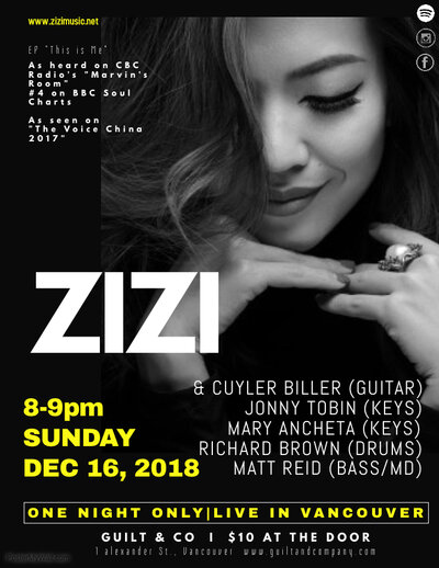 One night Only Live in Vancouver: Zizi @ Guilt & Co. - Dec 16, 2018