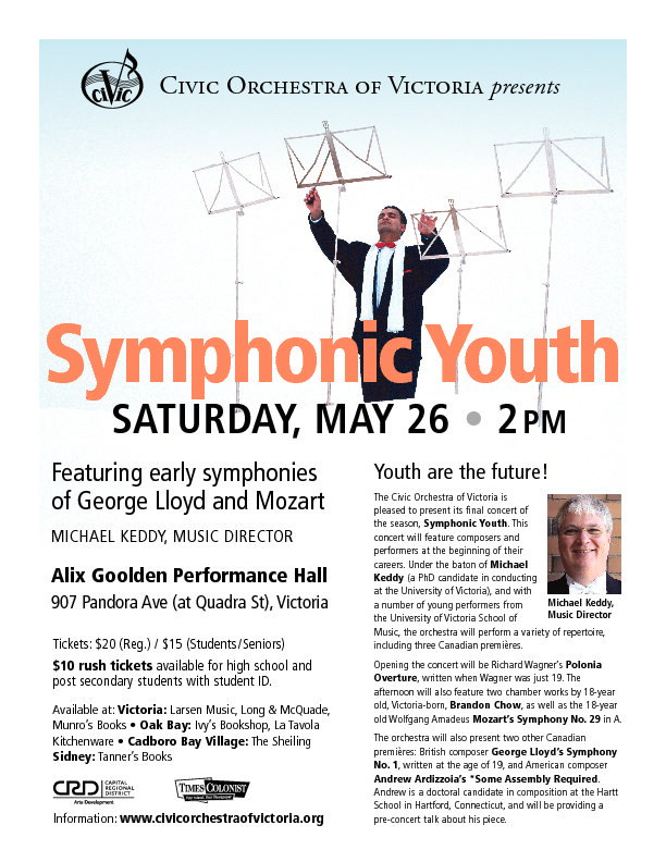 The Civic Orchestra of Victoria @ Alix Goolden Performance Hall May 26 2012 - Jun 9th @ Alix Goolden Performance Hall