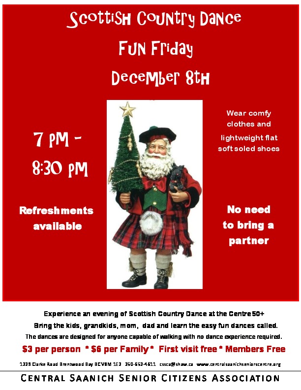 Scottish Folk Dance Fun Friday: Brentwood Scottish Folk Dancers @ Central Saanich Seniors Centre - Dec 08, 2017