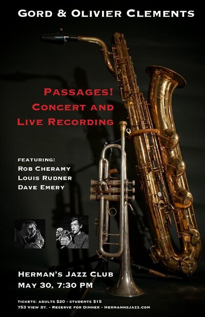 Gord and Olivier Clements Passages! Concert and Live Recording @ Hermann's Jazz Club May 30 2019 - Jun 5th @ Hermann's Jazz Club