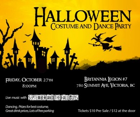 Halloween Costume and Dance Party: September and The Fall Guys @ Britannia Legion #7 - Oct 27, 2017