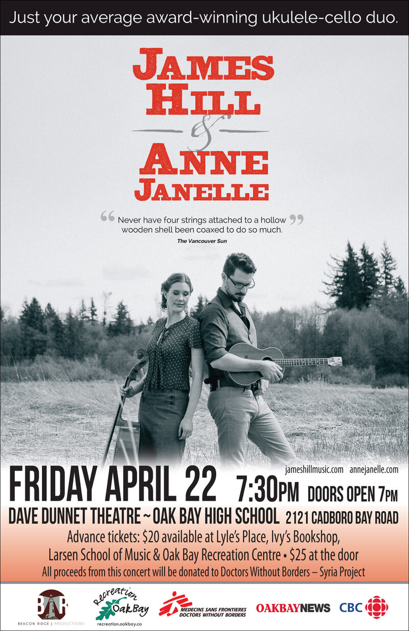 James Hill, Anne Janelle @ Dave Dunnet Community Theatre @ Oak Bay High School Apr 22 2016 - May 13th @ Dave Dunnet Community Theatre @ Oak Bay High School