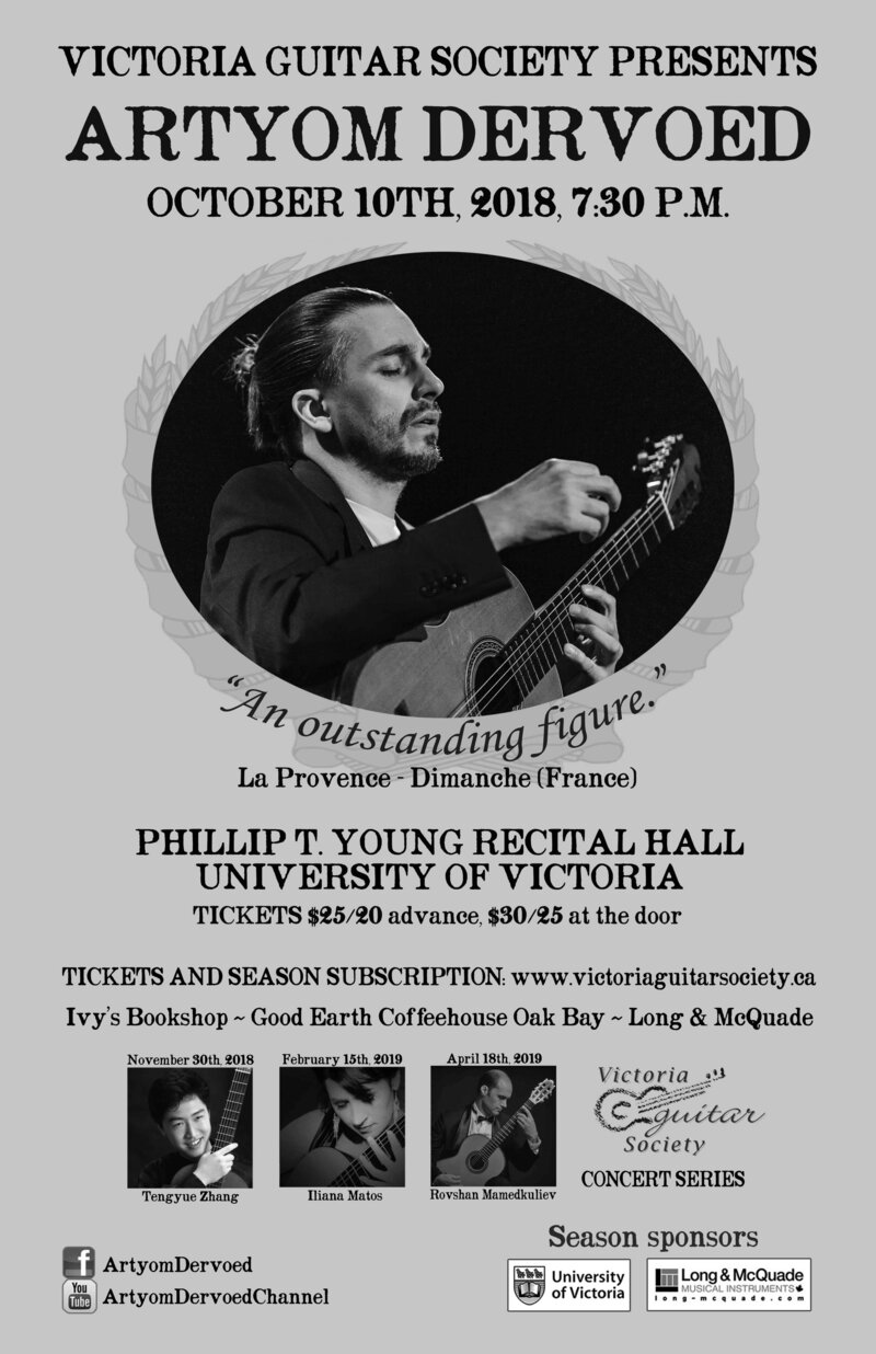 Artyom Dervoed Guitar Recital: Artyom Dervoed @ Phillip T. Young Recital Hall (Uvic) Oct 10 2018 - May 6th @ Phillip T. Young Recital Hall (Uvic)
