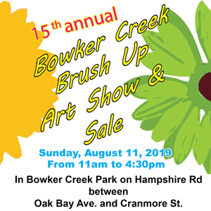 Bowker Creek Brush Up Art Show & Sale: Robert Amos, Peter Baxter, Audry Campsall, Margaret Case, Gen Chandler, Claire Christinel AFCA, Arlene Davey , Joan Easton, Ashley Hamilton, Caroline Hunter , Donna Ion, Susan Leather, Vivian Lockridge, Victor Lotto  , Joanie McCorry, Avic Rasmussen, Paul Redchurch, Gera Scott Chandler, Joan Turner , Pam Stonehouse , Erik Thorn, FLO-ELLE WATSON, Graham Thompson, Pat Martin-Bates, Wayne Anaka, Heather-Elayne Day, Suzanne Heron, Helen Jaques, Laurie McAmmond, Tony Mochizaki, Linda Rajotte, Shirley Richardson, Virginia Ronning, Arden Rose, Dallas Segno, Brian Simmons, Jo Vipond @ Bowker Creek Park, Oak Bay - Aug 11, 2019