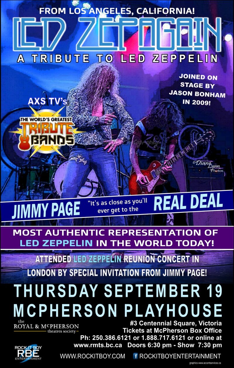 Tribute To Led Zepplin: Led Zepagain @ McPherson Playhouse Sep 19 2019 - May 13th @ McPherson Playhouse