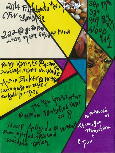 A Night of Unconstrained Groove !: bocce avocado, The New Groovement, Annie Becker, RUBY KARINTO, 222 @ Robin and Winifred Wood Recital Hall - Victoria Conservatory of  Sep 13 2014 - May 8th @ Robin and Winifred Wood Recital Hall - Victoria Conservatory of 
