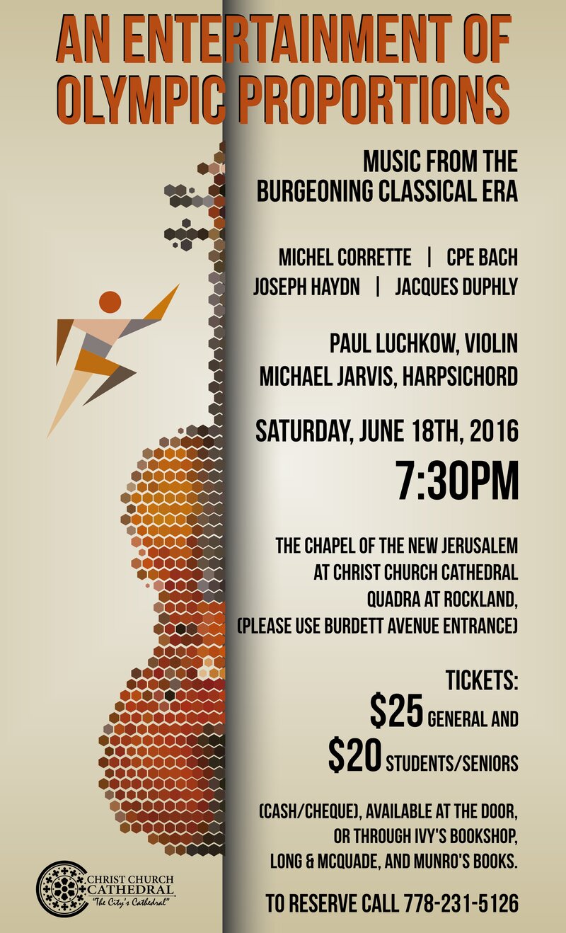 An Entertainment of Olympic Proportions: Paul Luchkow (Violin), Michael Jarvis (Harpsichord) @ Christ Church Cathedral  - Jun 18, 2016