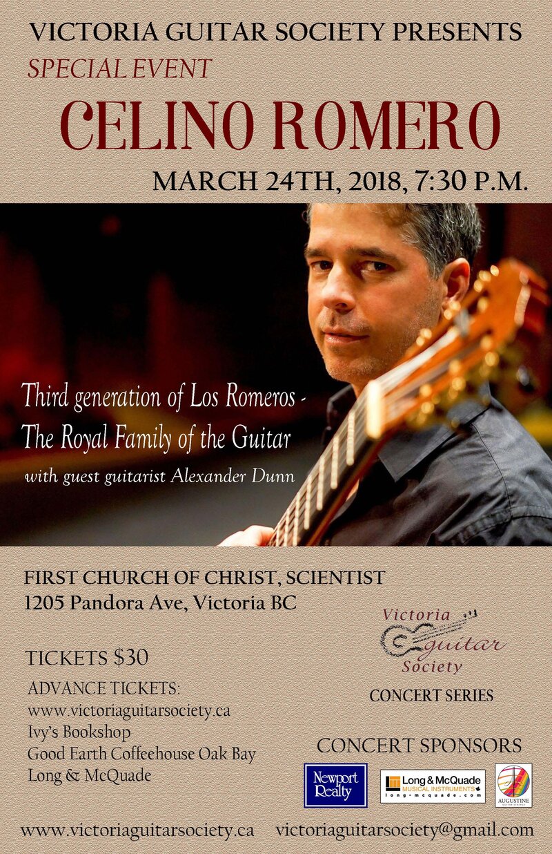 Celino Romero - Spanish Guitar: Celino Romero  (Spain, USA), Alexander Dunn @ First Church of Christ, Scientist - Mar 24, 2018