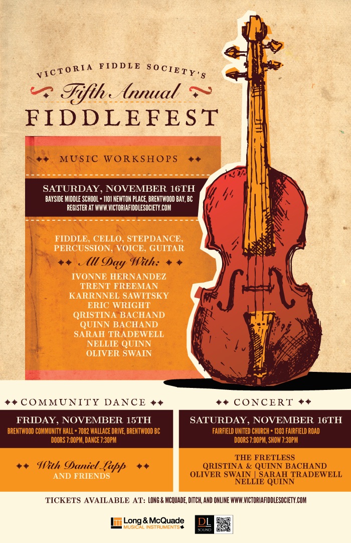 Daniel Lapp's Victoria Fiddle Society's Fifth Annual FiddleFest Concert: The Fretless, Qristina & Quinn Bachand, Oliver Swain, Sarah Tradewell, Nellie Quinn @ Fairfield United Church Nov 16 2013 - May 18th @ Fairfield United Church