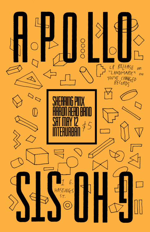 APOLLO GHOSTS Landmark LP release party!: Apollo Ghosts, Shearing Pinx , AARON READ BAND @ Interurban Gallery - May 12, 2012