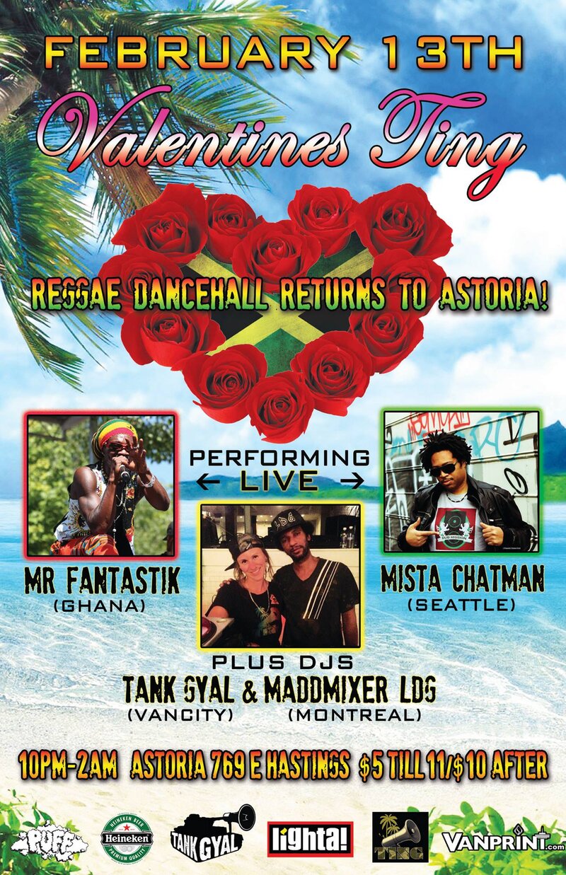 ValenTing! at The Astoria: Tank Gyal, Mista Chatman, Lawrence Chatman , Madmixxer LDG  @ The Astoria  Feb 13 2016 - May 8th @ The Astoria 