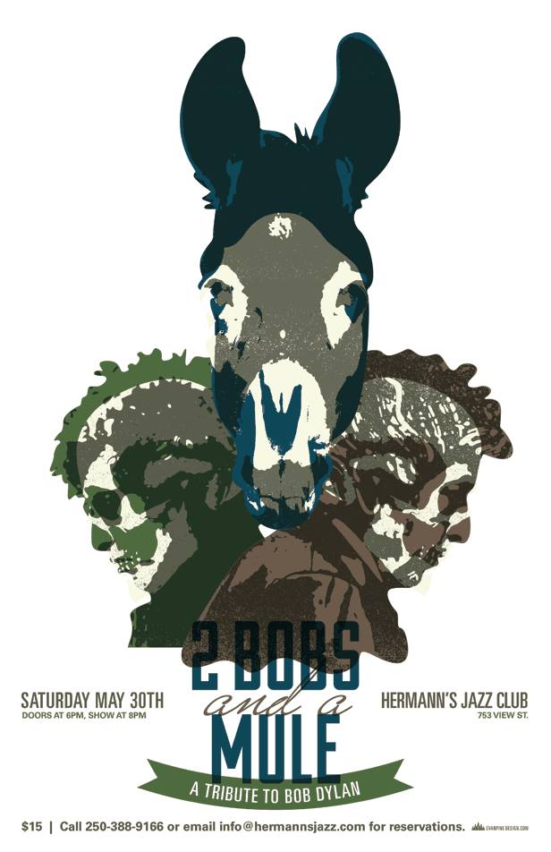 16th Annual Bob Dylan Tribute: Two Bobs and a Mule @ Hermann's Jazz Club May 30 2015 - May 7th @ Hermann's Jazz Club