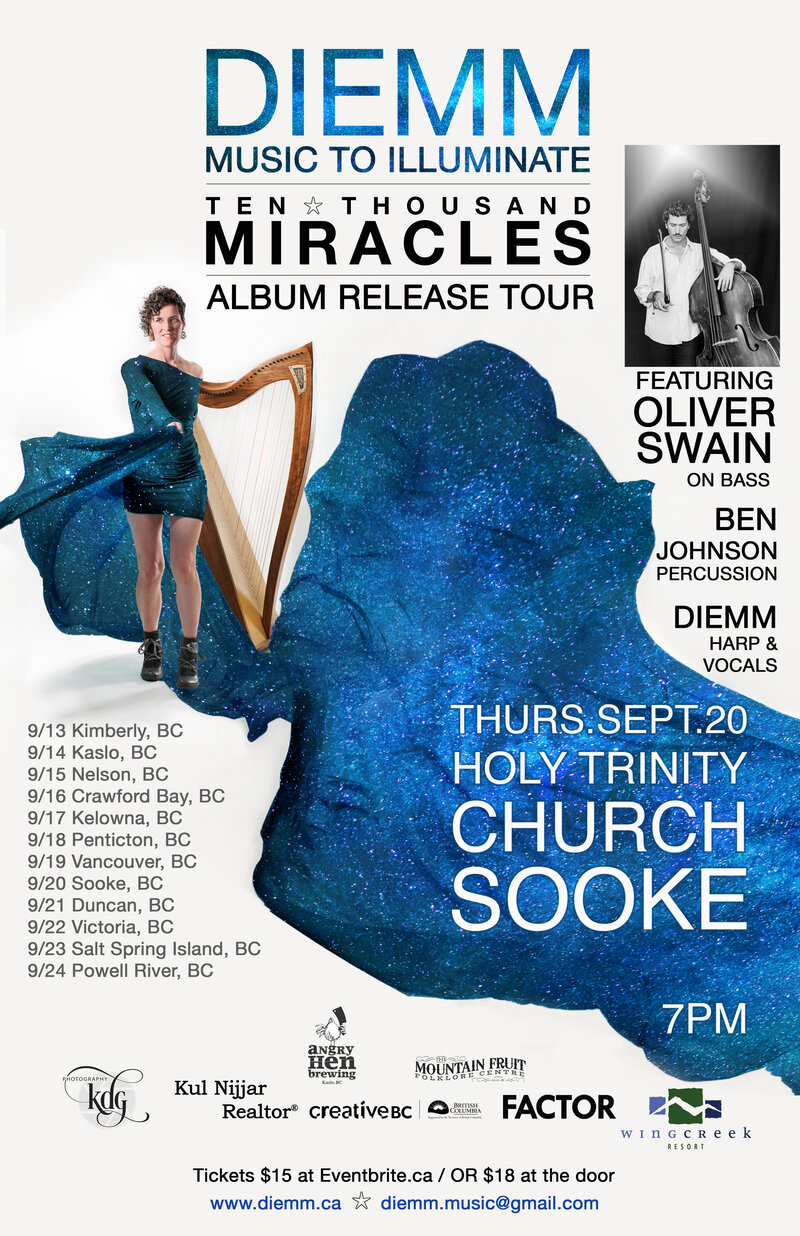 Album Release Concert: Ten Thousand Miracles: Diemm, Oliver Swain @ Holy Trinity Anglican Church (Sooke Folk Club) - Sep 20, 2018