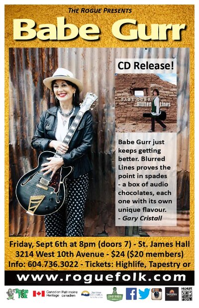 Babe Gurr (featuring), Paul Pigat @ Mel Lehan Hall Sep 6 2019 - May 6th @ Mel Lehan Hall