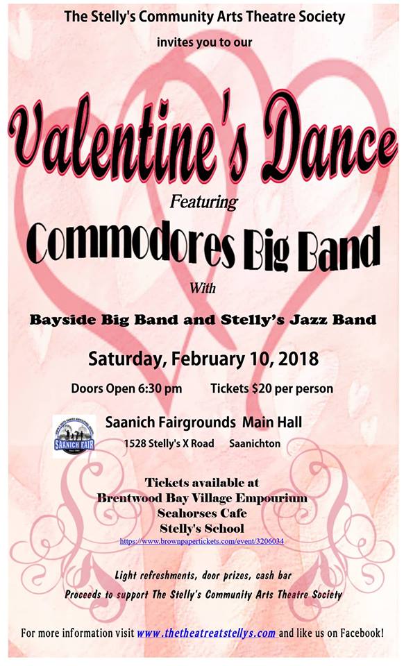 Valentine's Dance: Commodores Big Band, Kim Greenwood @ Saanich Fairgrounds - Feb 10, 2018