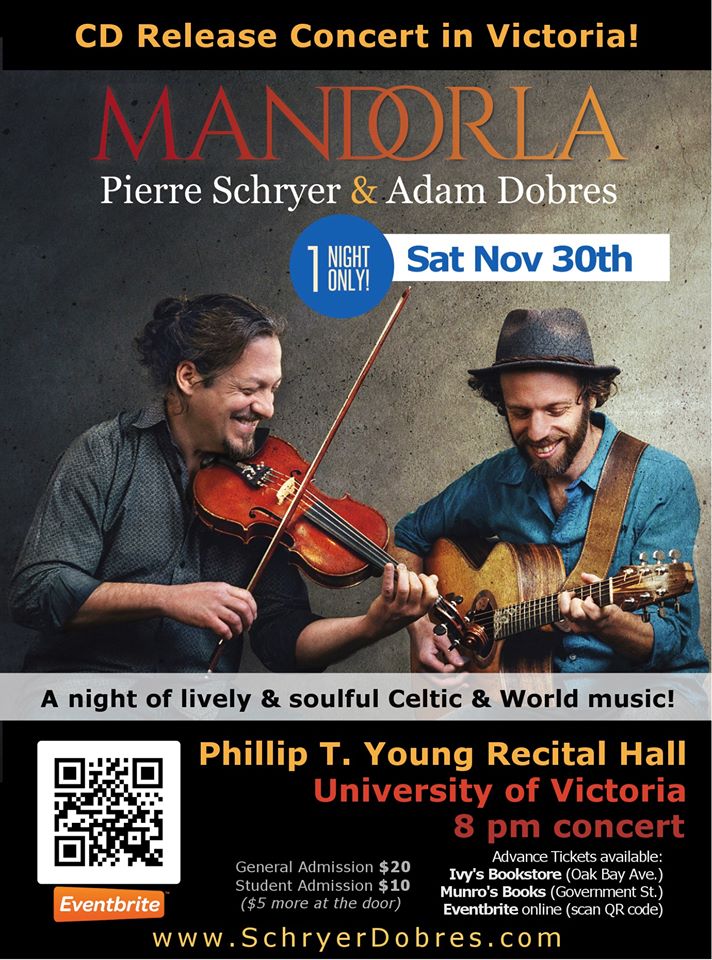 CD Release Concert &bull; Mandorla: Pierre Schryer & Adam Dobres, Merrie Klazek (Guest) @ Phillip T. Young Recital Hall (Uvic) Nov 30 2019 - May 6th @ Phillip T. Young Recital Hall (Uvic)