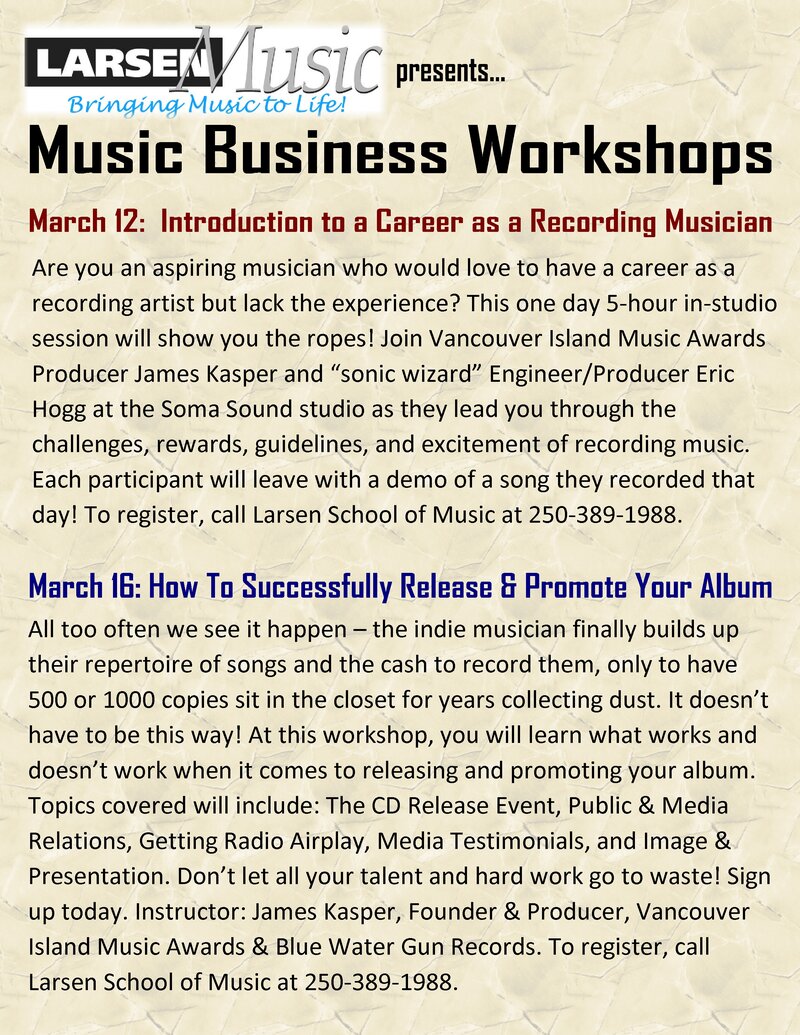 Launch your Album &ndash; James Kasper: James Kasper @ Larsen School Of Music Mar 16 2013 - May 6th @ Larsen School Of Music