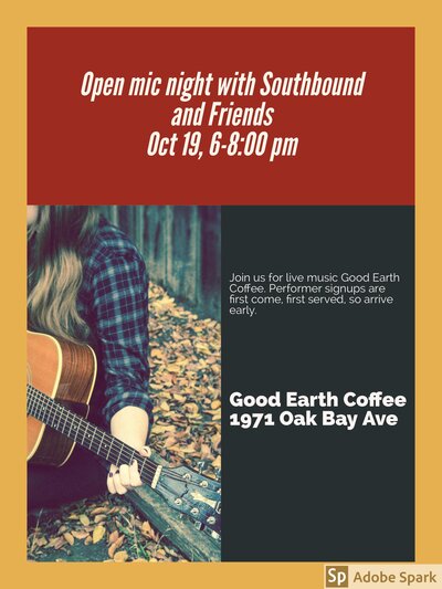 @ Good Earth Coffeehouse Oct 19 2018 - May 1st @ Good Earth Coffeehouse