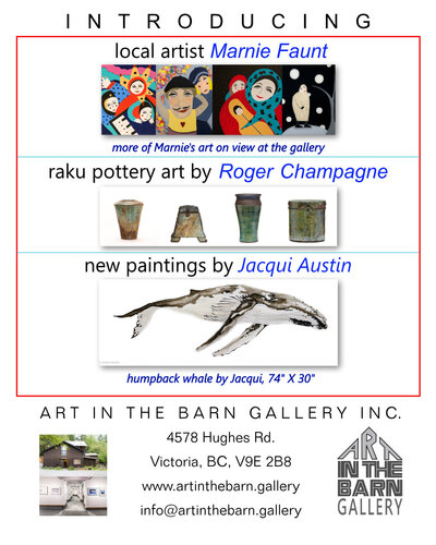 October New Art Show: jacqui austin, Gabriel Taschereau, Lenaya Chrystall, Marnie Faunt, Roger Champagne, Joy Finlay, Minette Erlank @ Art In The Barn Gallery - Oct 03, 2020