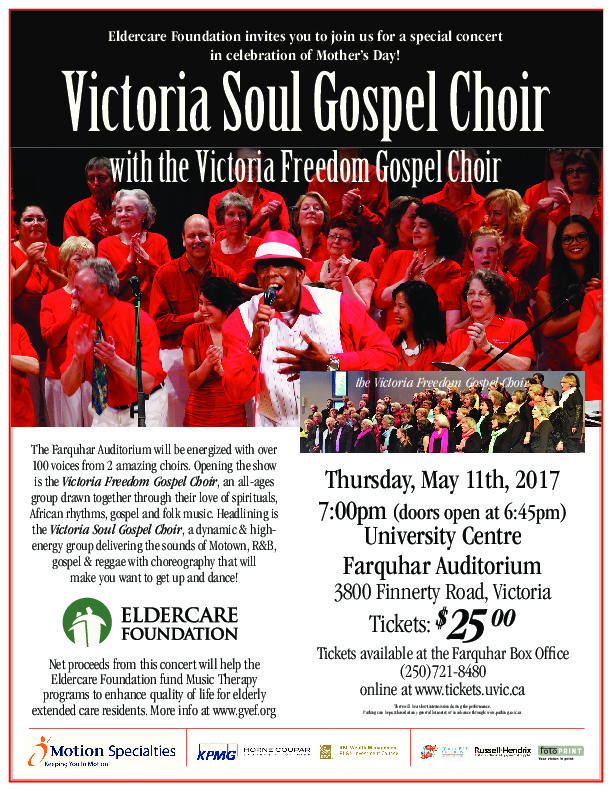 Mother's Day Concert: Victoria Soul Gospel Choir, Victoria Freedom Gospel Choir @ The Farquhar at UVic May 11 2017 - May 6th @ The Farquhar at UVic
