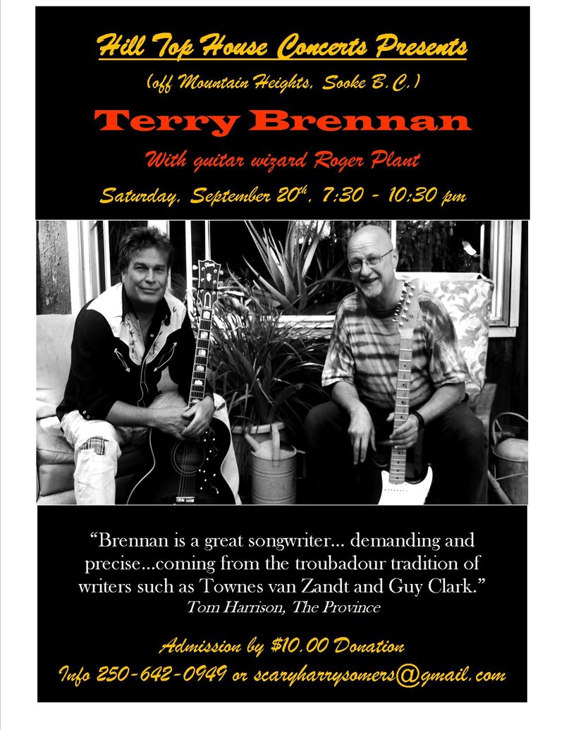 Award Winning Rhythm & Roots Singer/Songwriter: Terry Brennan @ HillTop House Sep 20 2014 - May 6th @ HillTop House