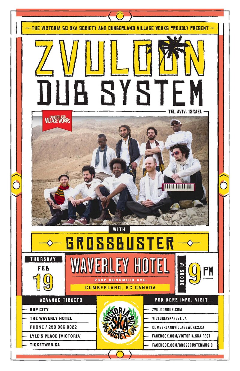 Israel's leading world-reggae band returns to the Island in Cumberland!: Zvuloon Dub System, Grossbuster @ The Waverley Hotel Feb 19 2015 - May 6th @ The Waverley Hotel