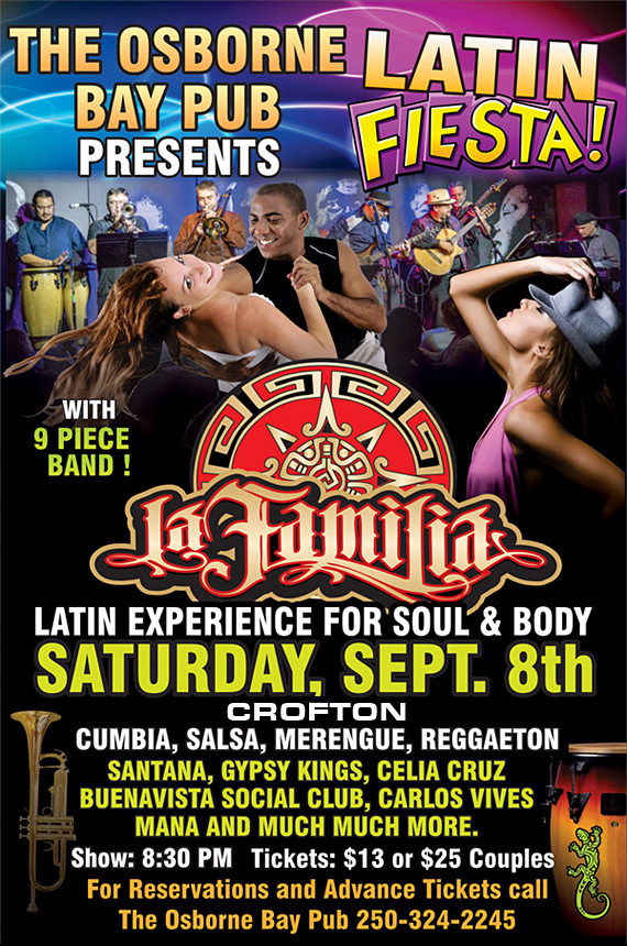 Latin Fiesta: Antonio Velez, La Familia @ Osborne Bay Pub Sep 8 2018 - May 6th @ Osborne Bay Pub