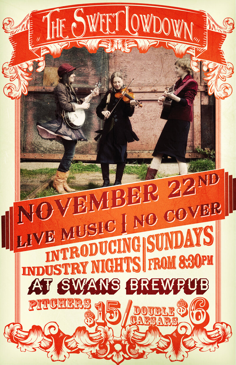 Industry nights with:: The Sweet Lowdown, Bluegrass @ Swans Brewpub Nov 22 2015 - May 6th @ Swans Brewpub