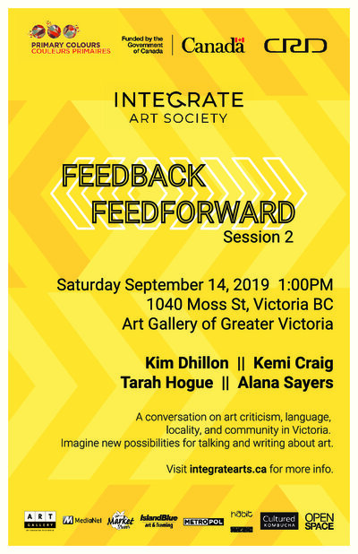 Feedback/Feedforward Artist Talks - Session 2 @ Art Gallery Of Greater Victoria Sep 14 2019 - Jun 10th @ Art Gallery Of Greater Victoria