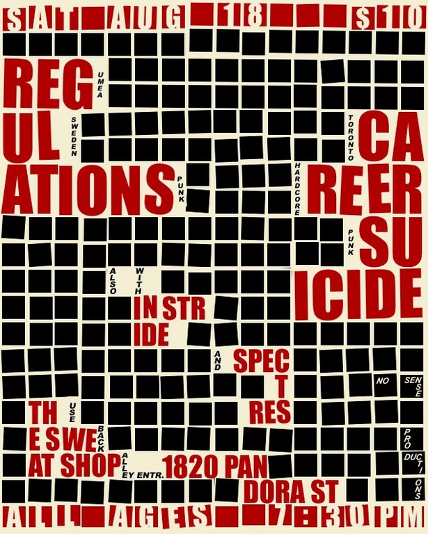 All Ages International Hardcore/Punk!!: The Regulations, Career Suicide, In Stride, spectres @ The Sweatshop Aug 18 2007 - May 7th @ The Sweatshop