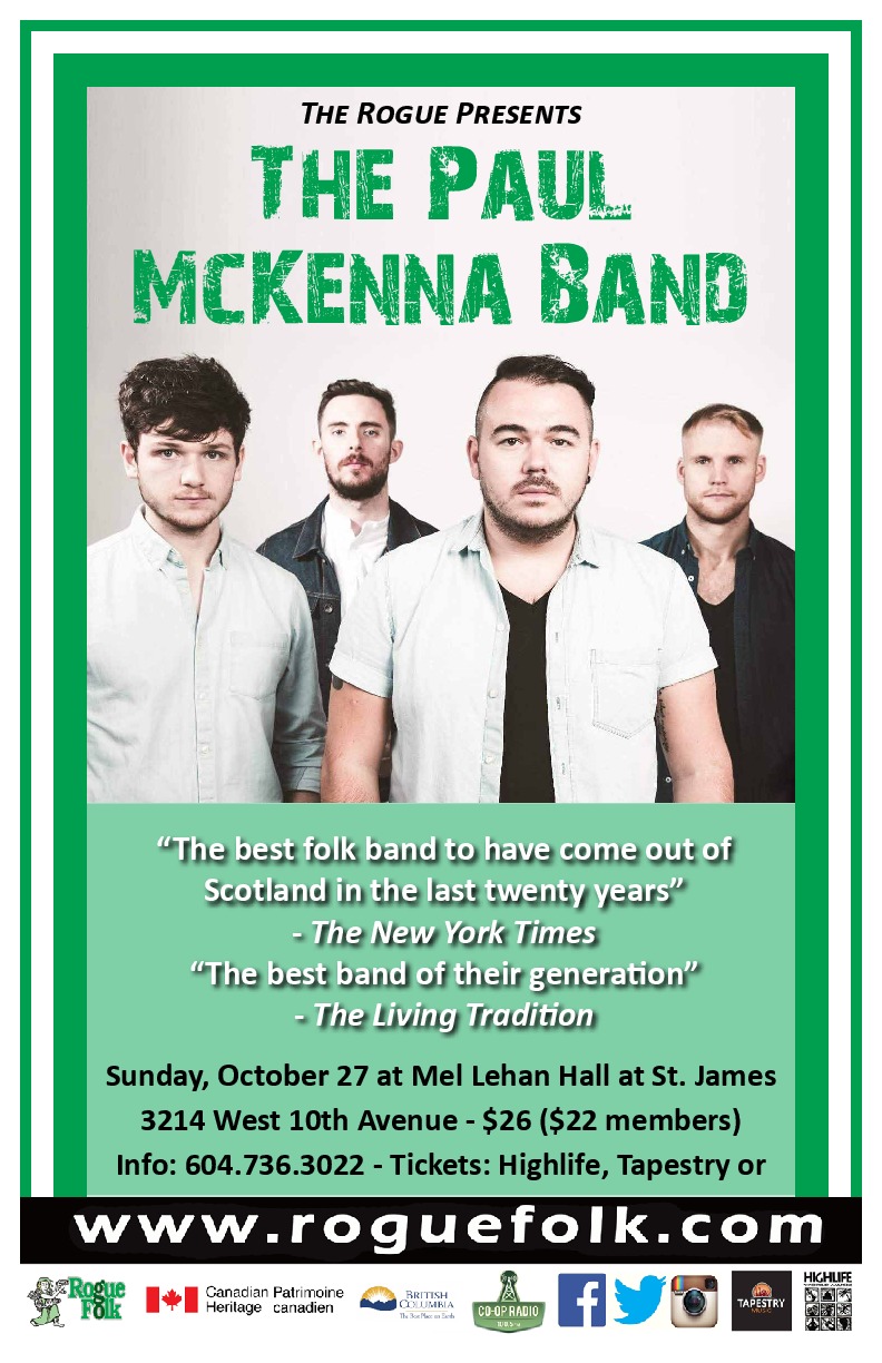 The Paul McKenna Band @ Mel Lehan Hall Oct 27 2019 - May 6th @ Mel Lehan Hall