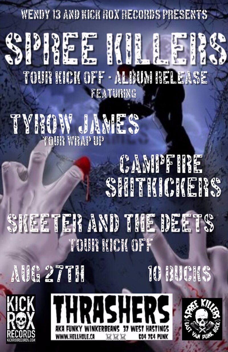 MULTI GENRE TOUR KICKOFF~: Spree Killers , Tyrow James, Skeeter And The Deets, CAMPFIRE SHITKICKERS @ Funky Winker Beans Aug 27 2016 - May 6th @ Funky Winker Beans