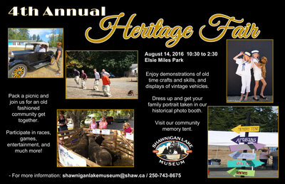 Heritage Fair and Family Picnic @ Elsie Miles Park, Shawnigan Lake - Aug 14, 2016