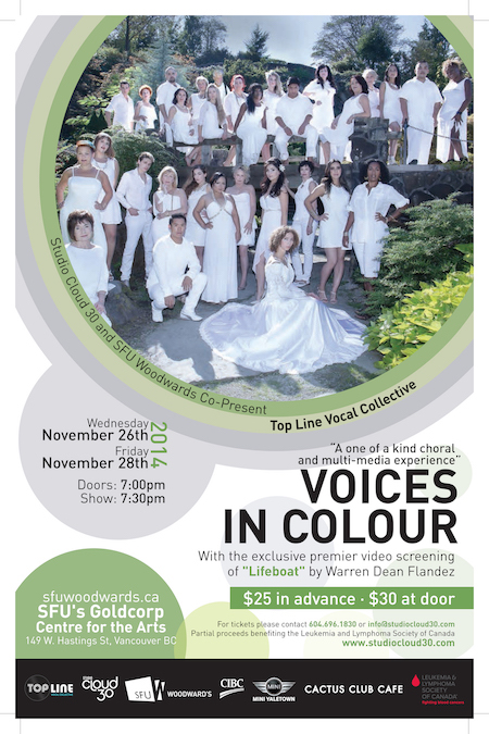 &ldquo;Voices In Colour&rdquo; ft: Top Line Vocal Collective, Warren Dean Flandez @ Goldcorp Centre for the Arts Nov 26 2014 - May 7th @ Goldcorp Centre for the Arts