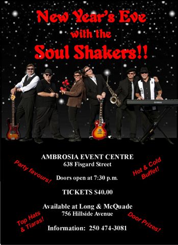 New Year's Eve with the Soul Shakers: Soul Shakers @ Ambrosia Banquet & Events Dec 31 2011 - May 8th @ Ambrosia Banquet & Events